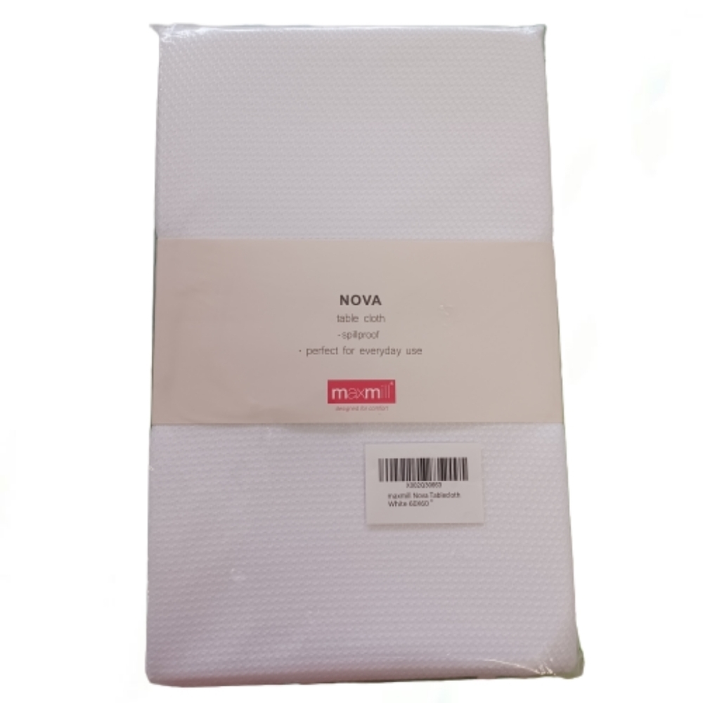MAXMILL Nova Tablecloth Spillproof White Polyester 60 x 60 Square Kitchen Dining
